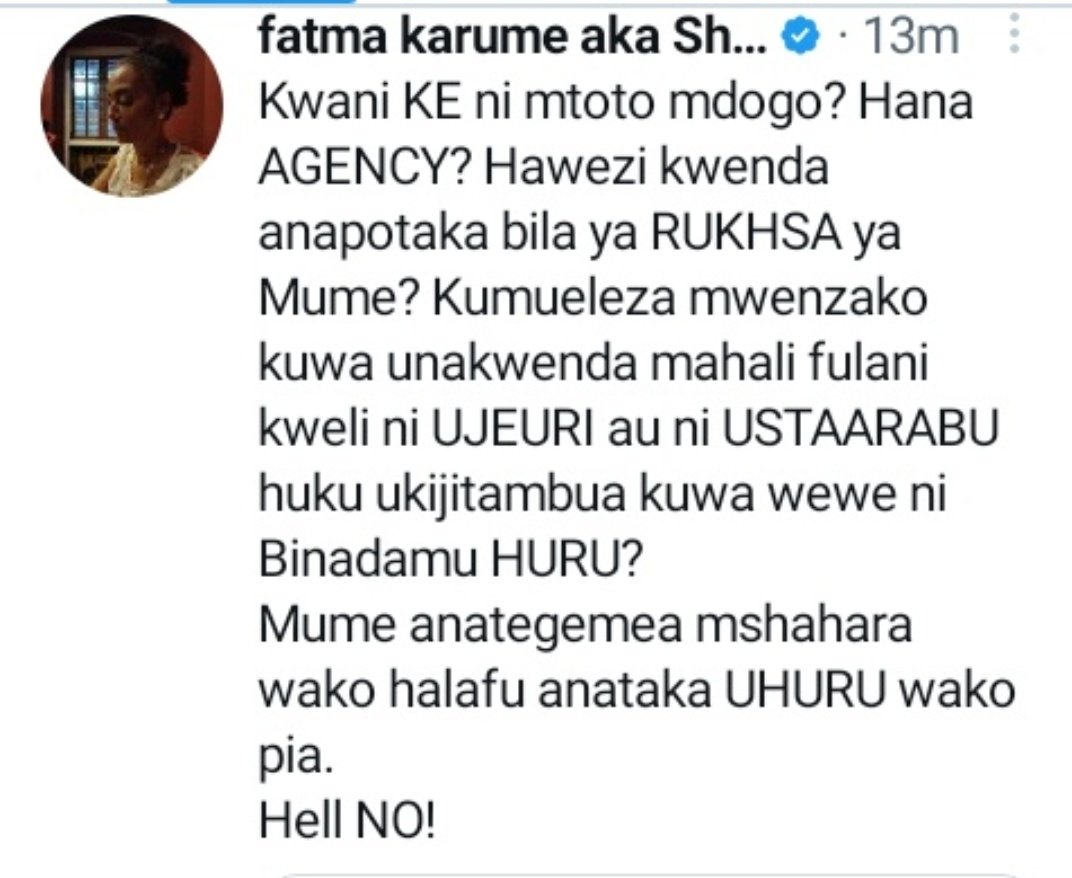 Kipanga1986's tweet photo. Huyu mume alie achana nae ana kila kitu ni mmiliki wa zile hospital za premier care lakini aliachika, ndio maana hakuna mwanaume anaeweza kuishi na @fatma_karume  kwa ujinga huu 
Mshahara ndio Nini kwamba mwanamke ashindwe kumuheshimu mumewe, Ni laana tu subirini mufe vinywa wazi https://t.co/viu5Dyeed4