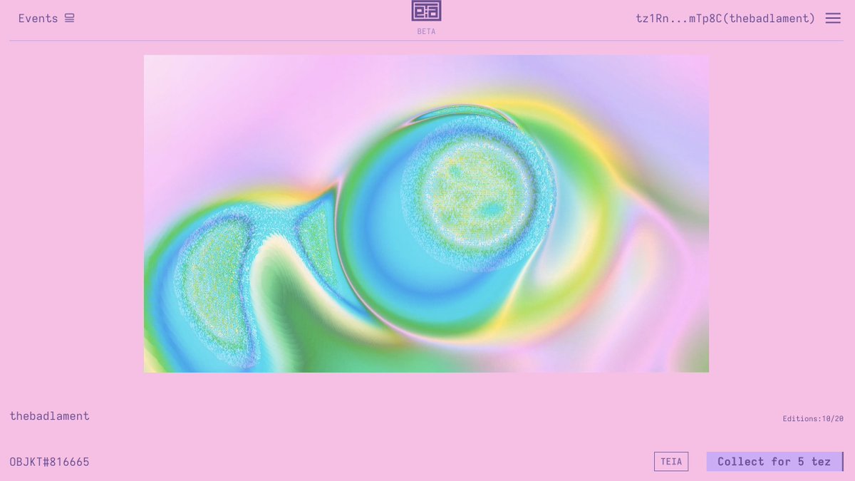 Aint no party like a Teia swap party! To celebrate <a href="/TeiaCommunity/">Teia Community</a> I've swapped 10 of these at 5 tez, basically the price of a coffee &amp; Teia gets a tip 💁 Increased Frequency: a video piece created using climate data to generate feedback teia.art/objkt/816665 #SwapOnTeia #tezos