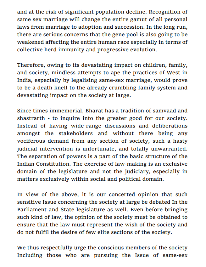 ANI's tweet photo. A group of former Judges issue a statement over the issue of legalisation of same-sex marriage. 

"We respectfully urge the conscious members of the society including those who are pursuing the issue of same-sex marriage In Supreme Court to refrain from doing so in the best interest of Indian society and culture," reads the statement.