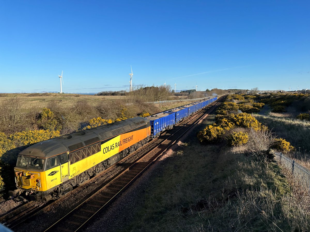 WorkingtonPort's tweet photo. Exciting news at the Port as the first of 5 aggregate trains departed from the Port’s #intermodalhub on Monday powered by Colas Rail Locos 56078 & 56113 @ColasRailUK @CappaghGroup @CumbriaCC #railfreight #aggregate #haulage #rail https://t.co/qJJCLZQVsN