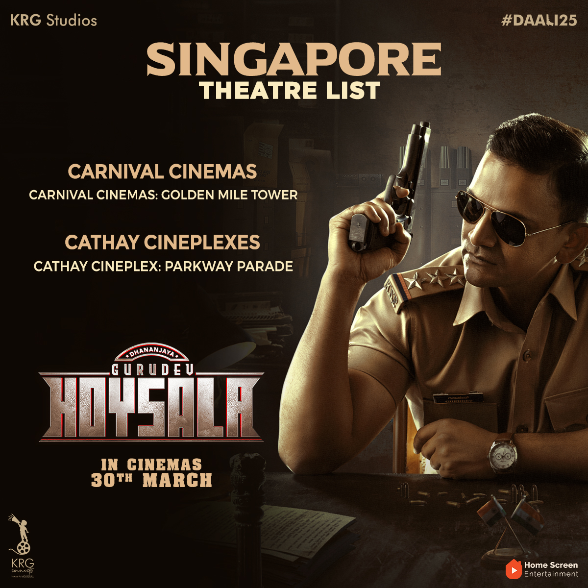 homescreenent's tweet photo. #GurudevHoysala is taking charge from Tomorrow!!🔥

Here is the Australia, UK and Singapore theatre list!

Worldwide Release on March 30.

@Dhananjayaka #VijayKiragandur #KGRstudios  #VijayN #KarthikGowda #YogiGRaj @AJANEESHB #DhilipSubbarayan #AdarshJA https://t.co/XqDAjhl7wb