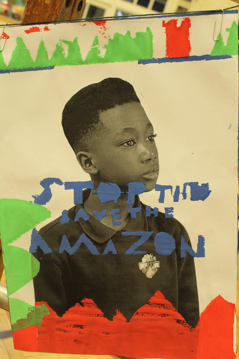 Our Year 6 used screen printing to create these amazing posters inspired by the work of <a href="/OBEYGIANT/">Shepard Fairey</a> They wanted to give a powerful message about climate change and protecting our planet #Artmatters <a href="/Artsmarkaward/">Artsmark</a> <a href="/GretaThunberg/">Greta Thunberg</a> #climateaction