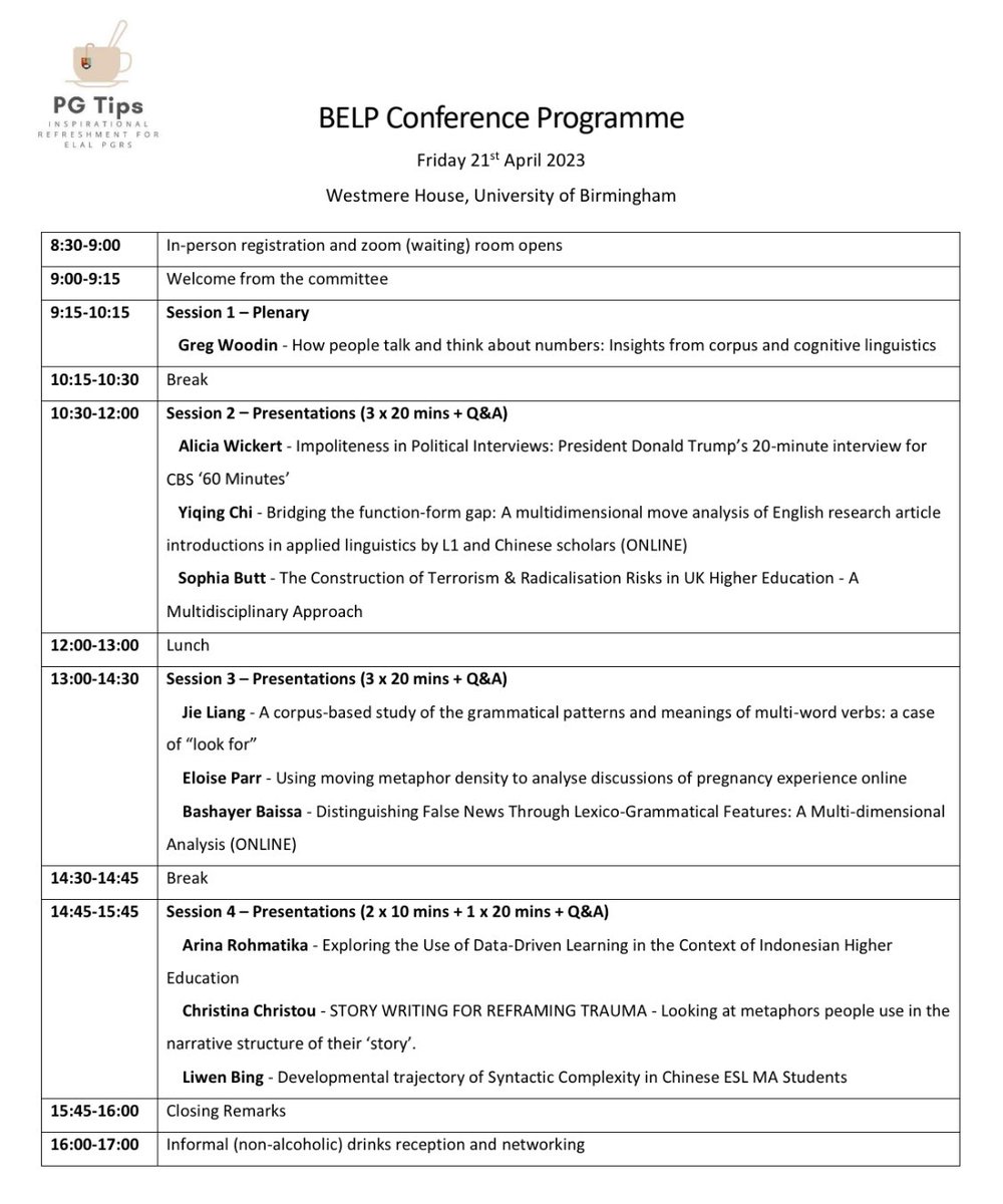 PGTipsUoB's tweet photo. Registration for #BELP2023 is open. In-person registration for UoB students and staff closes on 4th April. Online registration closes on 17th April - all welcome 

https://t.co/sAWKnilrLK https://t.co/Obix0RuWTE