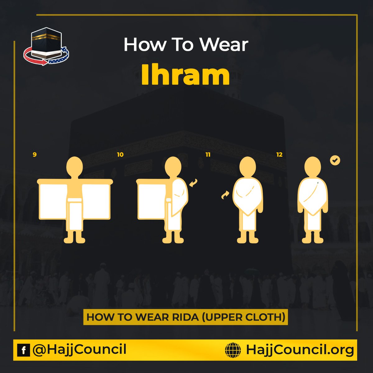 Hajj_Council's tweet photo. Step-by-step guide on wearing #Ihram for #Hajj or #Umrah - From wrapping the garments to embracing a state of purity, learn the proper way to don this sacred attire.
#IslamicPilgrimage #Hajj2023 #Umrah2023 #HajjPreparation #UmrahPreparation #ReligiousPractice #SpiritualJourney https://t.co/UWvmH9oDVg