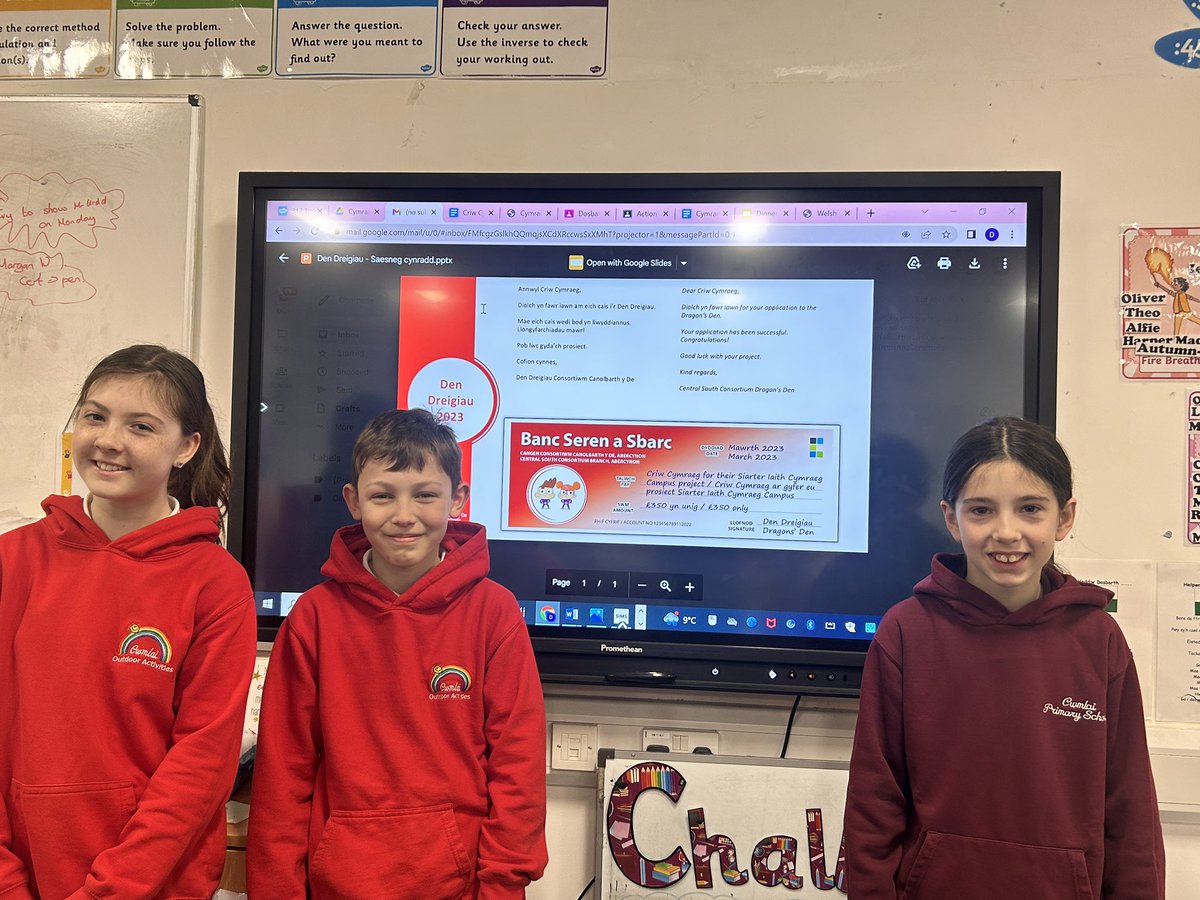 danielleeas's tweet photo. We are thrilled! Our Criw Cymraeg have won £350 from Den Dreigiau to support their project of developing incidental welsh on the playground. Diolch Dreigiau @CSCSiarterIaith @CSC_Cymraeg @cwmlai https://t.co/iVIdbeFxl6