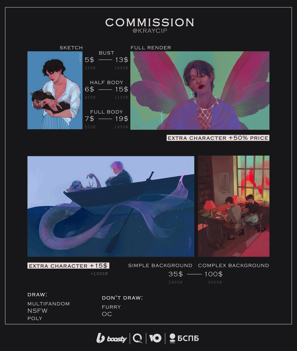 COMMISSIONS ARE OPEN 🫧

Twitter DM
Telegram: t.me/aihornet
Boosty: boosty.to/kraycip