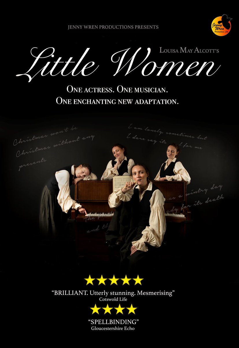 CastleWellingborough (@castle_wel) on Twitter photo Little Women, by <a href="/JennyWrenProds/">JennyWrenProductions</a> continues in our Studio Theatre tonight at 7.30pm.
This new take of a classic features a twist as the four sisters, their family and friends are all played by just one woman.
🎫Book online: bit.ly/40T6zrL
📞 Box Office 01933 270 007 Little Women, by <a href="/JennyWrenProds/">JennyWrenProductions</a> continues in our Studio Theatre tonight at 7.30pm.
This new take of a classic features a twist as the four sisters, their family and friends are all played by just one woman.
🎫Book online: bit.ly/40T6zrL
📞 Box Office 01933 270 007