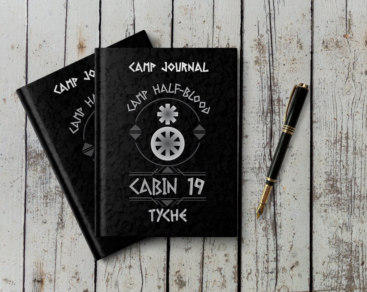 Toiadica's tweet image. Camp Journal for members of Cabin #19 in Camp Half-Blood, Child of Tyche, Percy Jackson-inspired design etsy.me/42IAvId #black #gray #hardcoverjournal #percyjackson #percyjacksongift #percyjacksonmerch #camphalfblood #thedemigodscamp #greekmythology #etsy