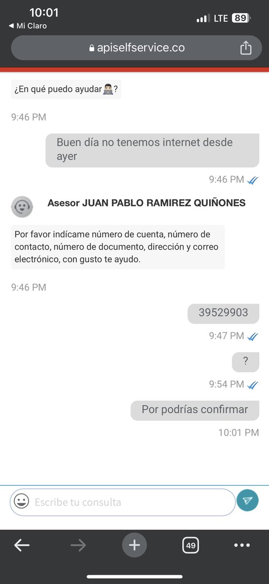 Nattamour's tweet photo. @ClaroTeAyuda buenos días llevo desde ayer pidiendo soporte por que no hay solución a la falla y la ausencia del servicio está afectando mis estudios y mi trabajo solo dicen esperar ! Y otros no atienden ! @sicsuper https://t.co/3Zthq4C3Qe
