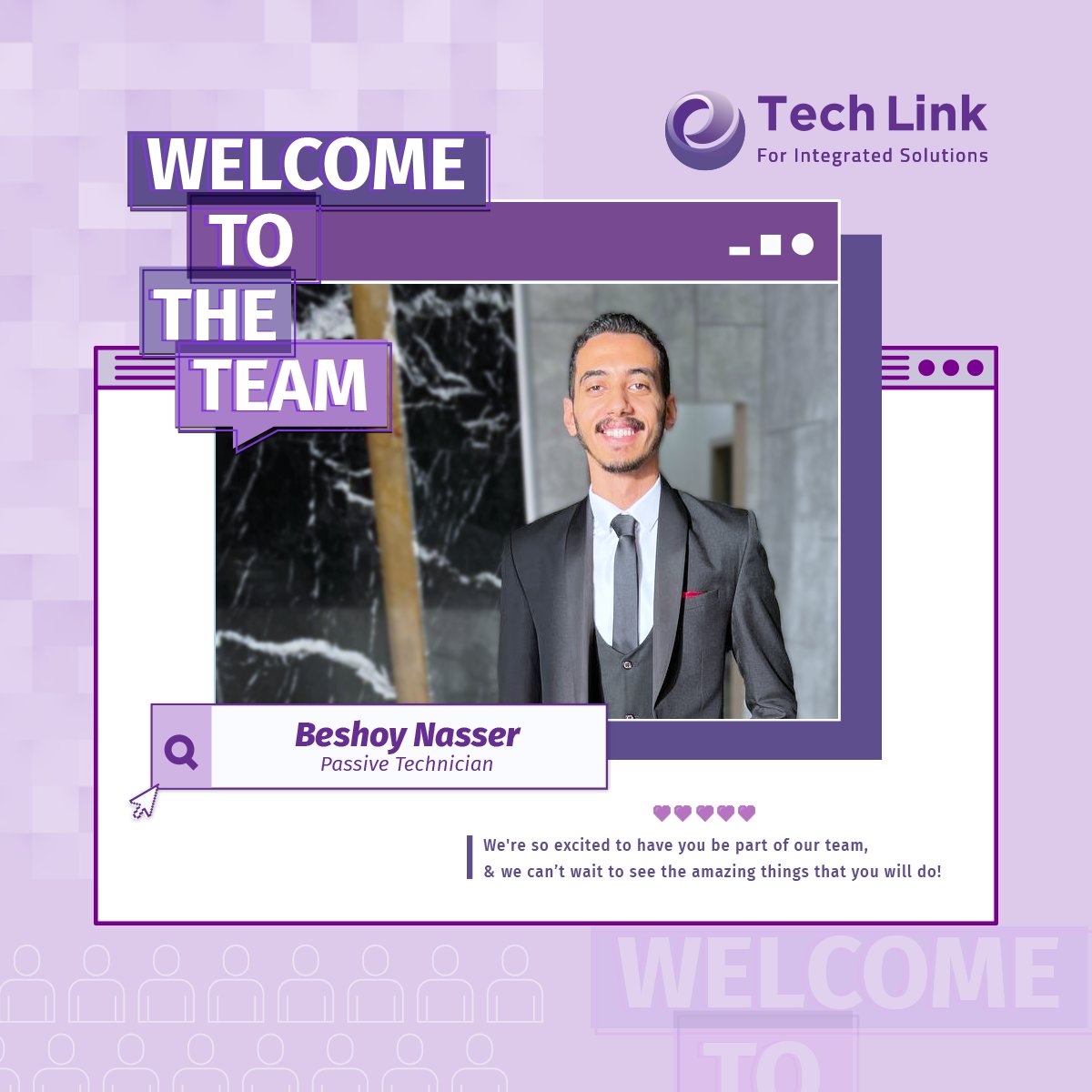 TechLink14's tweet image. Welcome to the team!
Our company is growing and changing every day and we’re thrilled to have you along for the ride. We know you’ll help us rise to the next level.
We wish you the best of luck!!

#TechLink #NewHirings #IntegratedSolutions