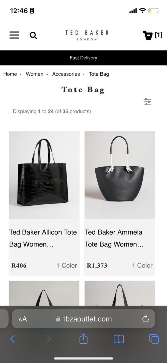 __Mgijimi's tweet photo. There is an website pretending to be Ted Baker SA. There are bags going for R406 and sneakers going for R716 (Ridiculous prices for TB). 

Only in the UK does TB have an online store. Be careful and sorry if uv lost money. Payment method also looks scammy so 🚩 https://t.co/FbZJaIvar2