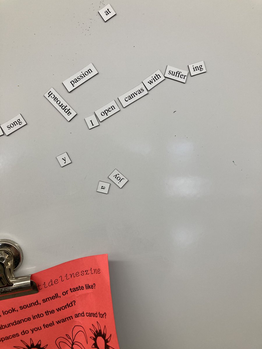 tdreisert's tweet photo. on some mornings I find in my classroom magnetic poetry mildly inappropriate phrases, to which I jumble back into the mix. Teachers, this morning I am greeted with one student’s statement that hits deep, appropriately: https://t.co/pw1aAh74BO