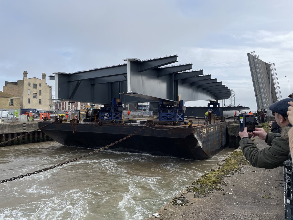 NAV 2 &amp; 3 have safely arrived into Lowestoft this morning.  Very precise piloting through the bascule bridge.   The structures will now stay on the North Quay to prepare for installation onto the  Piers over the next few days. More images from today to follow.