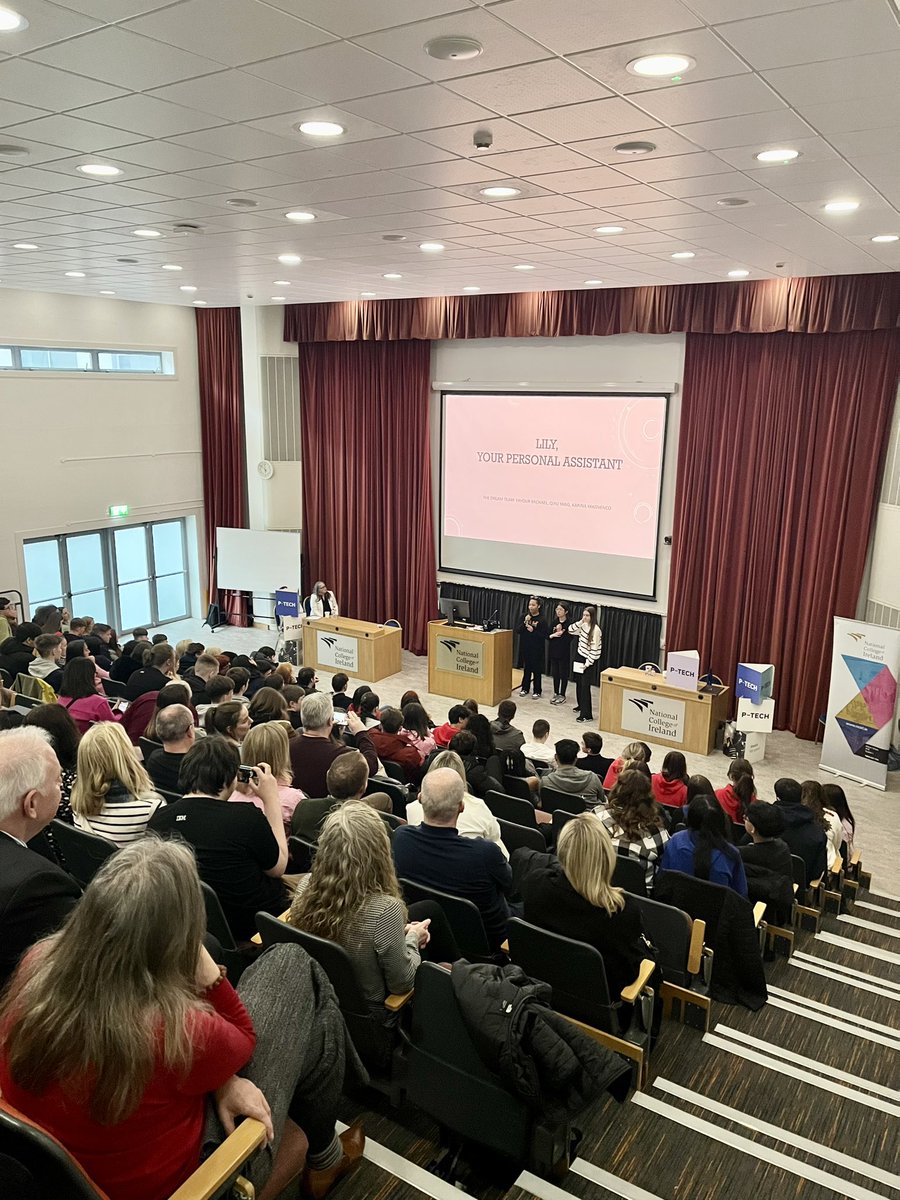 NCIRL's tweet photo. Extremely informative P-TECH Showcase taking place at NCI this morning with students from local schools sharing their learnings from the programme with presentations in areas such as AI and Machine Learning - we even had some laughs with funny skits on the way! @IBM @PTECHIreland https://t.co/rRd9BiCo4m