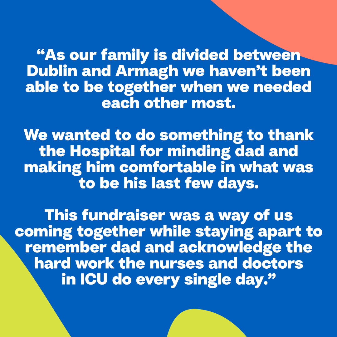 Another patient's wonderful feedback! 💙 Jennifer Breen from Dublin told us how Tallaght University Hospital supported her father, John, and his family when he became unwell very suddenly.