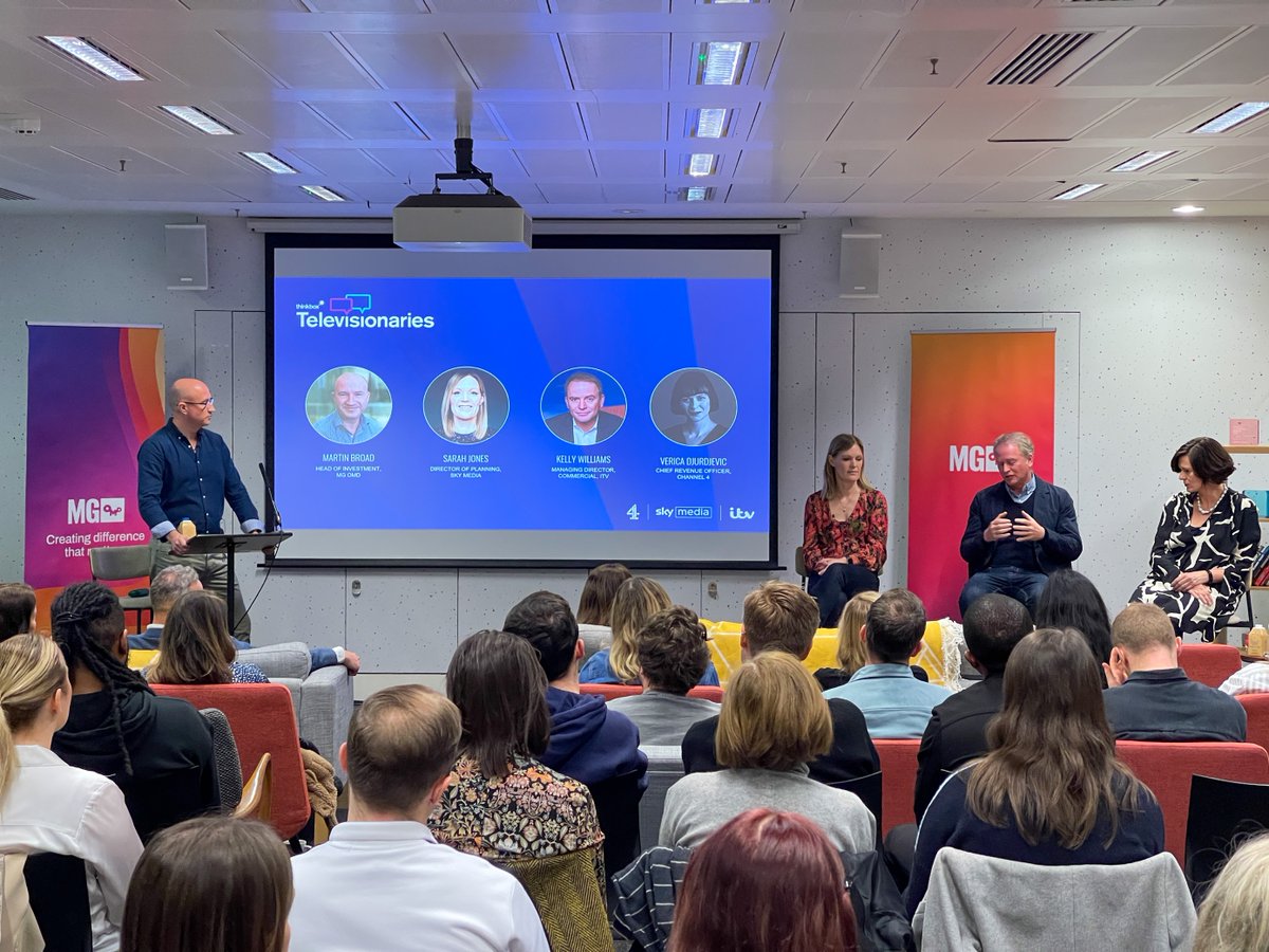 MGOMD's tweet photo. A huge thank you to Matt Hill and the team at Thinkbox and to our panel of industry experts: Sarah Jones from Sky, Kelly Williams from ITV, and Verica Djurdjevic from Channel 4 who joined us today at the Televisionaries event with Thinkbox.
#Thinkbox #Media https://t.co/k024umuABL