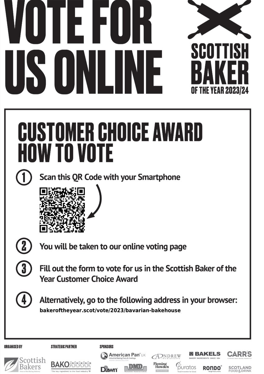 Voting closes next week! If you’re returning a postal, please have it back to us by the end of this week so we can get them sent off! #glasgowfood #glasgow #mustbebavarian #supportlocal #artisan #eatglasgow #glasgowbaker #kirkintilloch #cumbernauld #vegan #realbread #glutenfree
