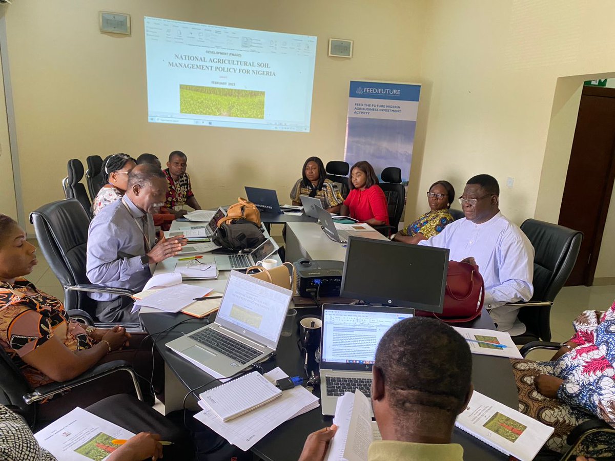 Last week, <a href="/USAIDNigeria/">USAID/Nigeria</a> <a href="/FtF_AgInvest/">FtF Nigeria Agribusiness Investment Activity</a> supported <a href="/FmardNg/">Fed Min of Agric & Food Security</a> to finalize the draft #Soil #Policy, which seeks to foster sustainable soil management practices to address poor soil health towards engendering agricultural growth in #Nigeria.