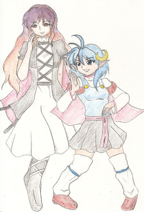 今週も描けるかわからないので数年前に描いた絵の再掲でお茶を濁す。東方とSO2のクロスオーバー的なやつ。今月描いた絵が人数多めだったのでにぎやかしにでも。 