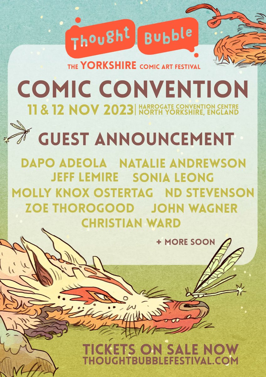 ThoughtBubbleUK's tweet image. ⭐ Guests!! ⭐  We are so excited to share our first batch of incredible guests who will be appearing at Thought Bubble Comic Convention 2023.

Find out more: thoughtbubblefestival.com/guests 
Grab your tickets: thoughtbubblefestival.com/tickets