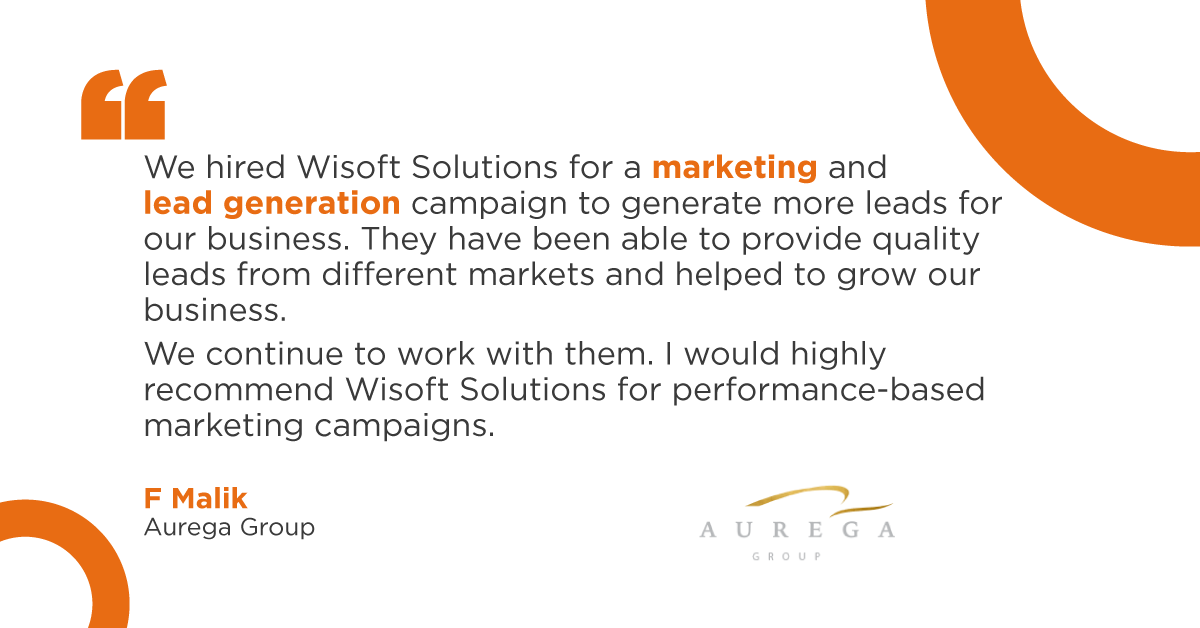 wisoftsolutions's tweet photo. We are grateful to have received such positive feedback from F Malik, from Aurega Group, for our recent #marketing and #leadgeneration campaign.
Thank you for trusting us with your business growth.
#WisoftSolutions #HappyClient #ClientTestimonial #MarketingCampaign https://t.co/xz48CeV4PW