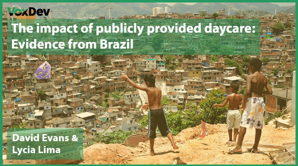 vox_dev's tweet image. Publicly provided daycare in Rio de Janeiro had benefits for both child development and the labour market outcomes of caregivers.

Last month, @DaveEvansPhD @CGDev &amp;amp; @Lycia_Lima @EconomiaGV join @timsvengali #VoxDevTalks to discuss new research in #Brazil: ow.ly/Rosf50MWUTn