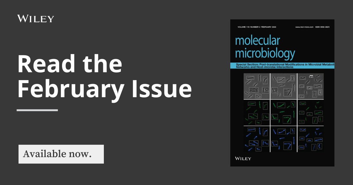 Wiley Microbiology (@wileymicrobio) on Twitter photo The <a href="/MolMicroEditors/">Mol Micro Editors</a> February Issue includes a special section on "Post-translational Modifications in Microbial Metabolic Networks & Host-microbe Interactions."
Including Micro-Reviews by <a href="/Maxence_Vincent/">Maxence Vincent</a> & <a href="/EzratyB/">Benjamin Ezraty</a> plus Di You, Bang-Ce Ye, & team.
ow.ly/Rsm150Nuy2U The <a href="/MolMicroEditors/">Mol Micro Editors</a> February Issue includes a special section on "Post-translational Modifications in Microbial Metabolic Networks & Host-microbe Interactions."
Including Micro-Reviews by <a href="/Maxence_Vincent/">Maxence Vincent</a> & <a href="/EzratyB/">Benjamin Ezraty</a> plus Di You, Bang-Ce Ye, & team.
ow.ly/Rsm150Nuy2U