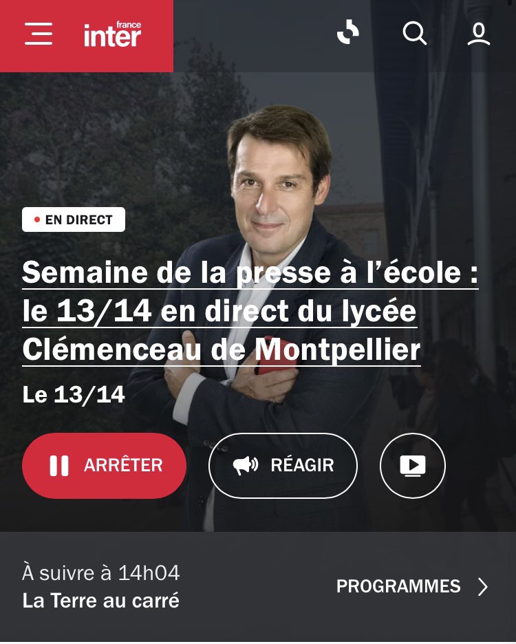 acmontpellier's tweet image. #SPME2023 | Le 13/14 @franceinter c’est parti en direct du lycée Clémenceau #Montpellier 

📻 radiofrance.fr/franceinter