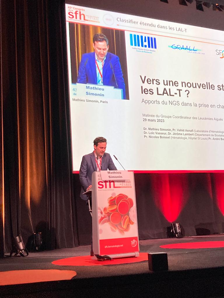 ActionLeucemies's tweet photo. 43ème #congrès #SFH, L'ancien lauréat de la bourse de Recherche Action Leucémies, Mathieu Simonin est intervenu dans le cadre des séances des Groupes Coopérateurs. Sa prise de parole portait sur "Classifier étendu dans les leucémies aiguës lymphoblastiques T (LAL-T)". https://t.co/5W6wAgy1rc