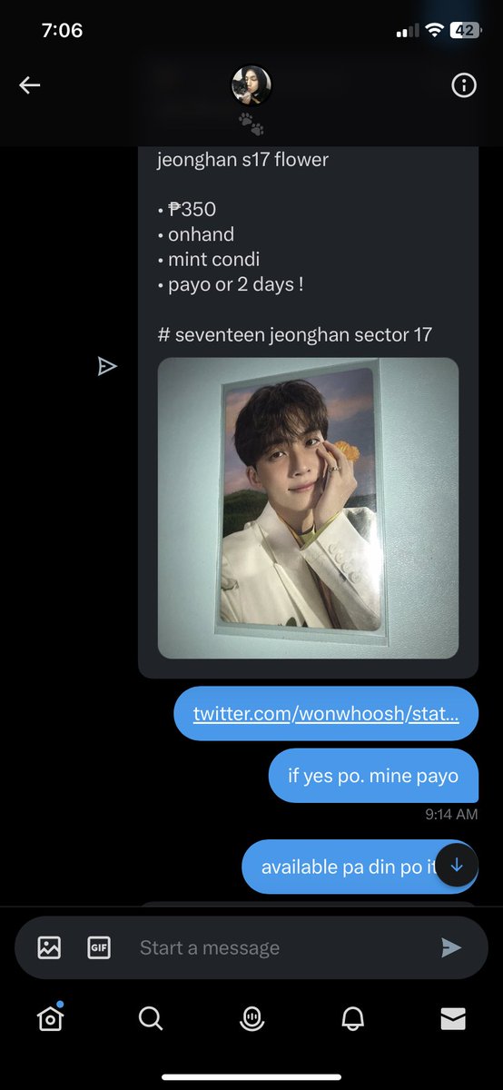 kyoongbuys's tweet photo. ‼️Scammer Alert‼️

Be aware of this gcash account:
Art V. - 09491037487

twt account: @wonwhoosh

i claimed a jh flower pc sa kanya kaninang umaga and buti na lang is di nya rin pina-claim sakin yung shopee pob 😮‍💨 upon checking, his/her account is now deactivated. https://t.co/acwMJplrkc