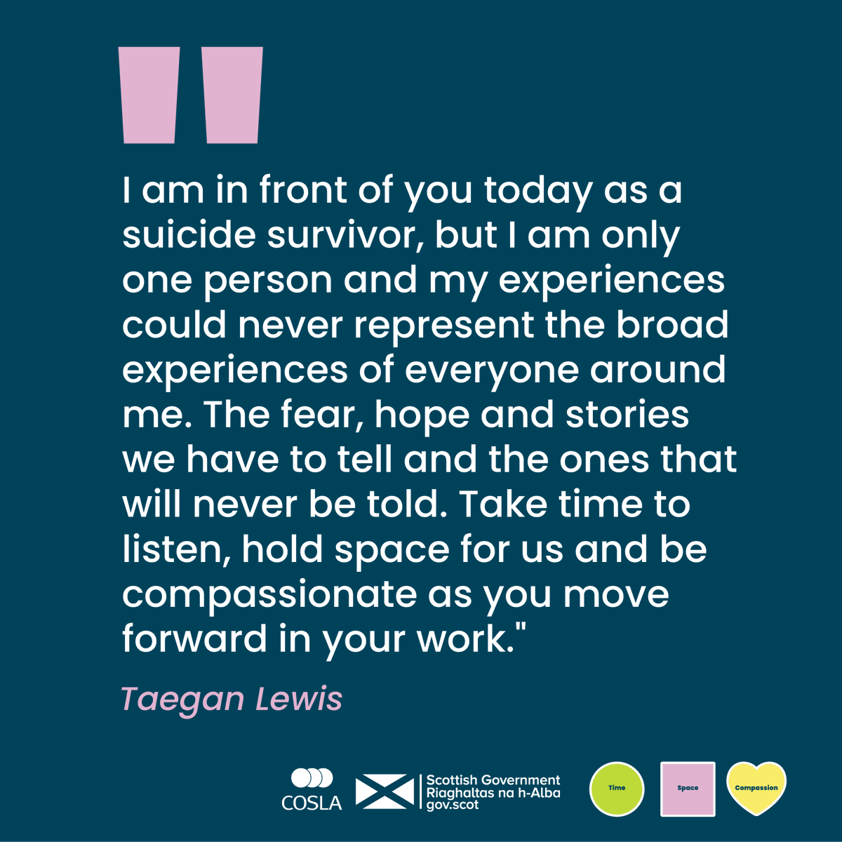 SuicidePrevScot's tweet photo. A powerful intervention from @TaeganLewis_ who is part of our Youth Advisory Group on the importance of 𝗧𝗶𝗺𝗲 𝗦𝗽𝗮𝗰𝗲 𝗖𝗼𝗺𝗽𝗮𝘀𝘀𝗶𝗼𝗻.

Please consider sharing this - we think it's something everyone should see. 

🟢🟪💛 https://t.co/Qx2mpqz0Um