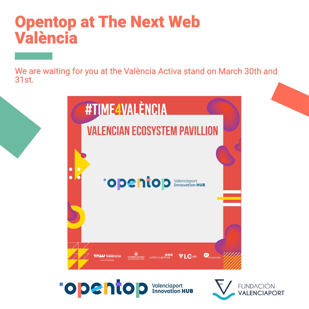 Mañana comienza el @thenextweb y estaremos presentes en el stand de @valenciactiva_ con las startups del ecosistema Opentop @code_contract @Metric_Salad #Recontainer y #SensingTools

¡Nos vemos! 🚀

#Time4València #TNWValencia