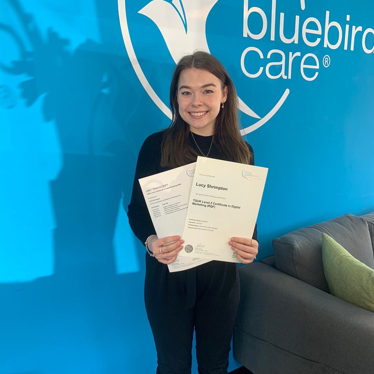 Huge Congratulations to our amazing Social Media Assistant Lucy on completing her Digital Marketing Level 2 qualification👩‍🎓

Thank you Lucy for all that you do and congratulations from all your Bluebird Care family 👏👏👏
#Congratulations #BluebirdCare #welldone #careerincare