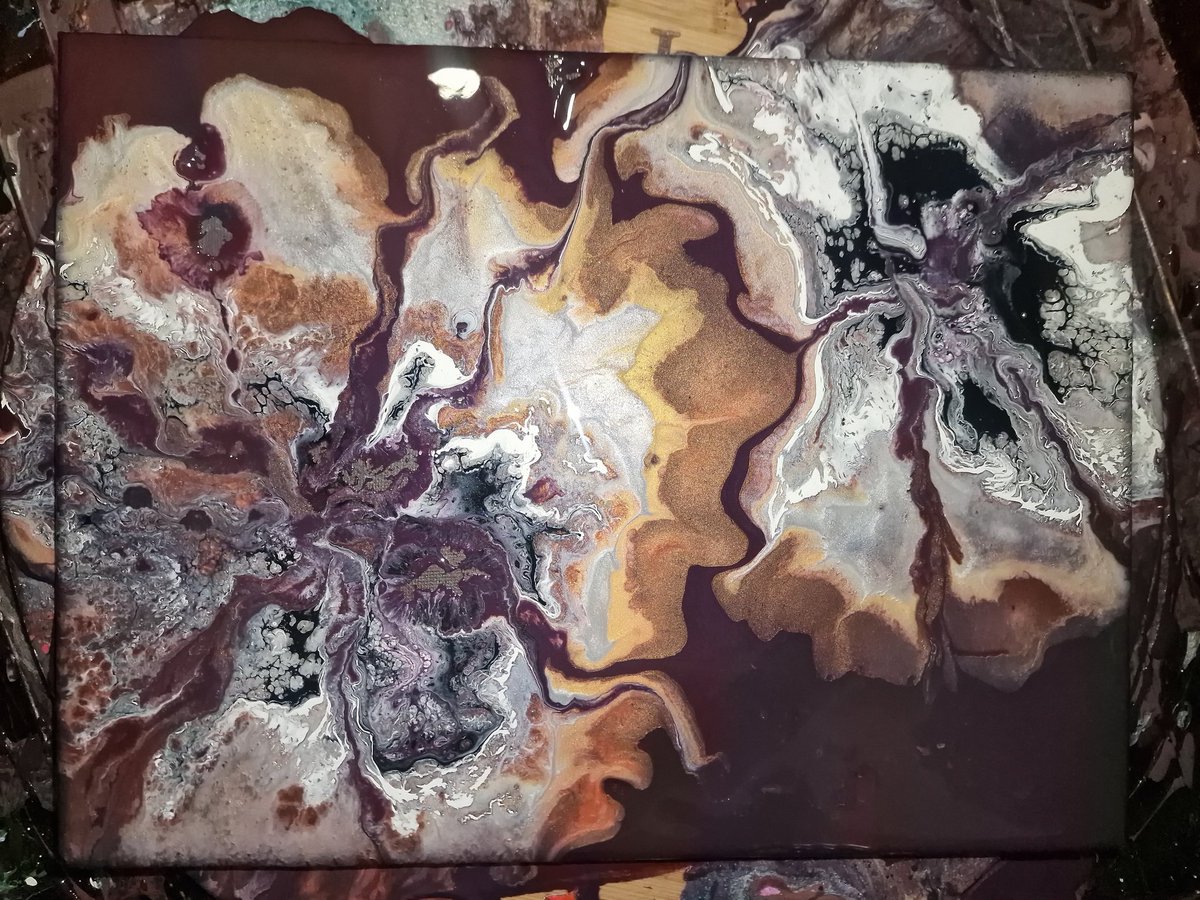 When I do get an hour, creating with fluid paint is so relaxing, never the same. Below are 2 tree ring pours and 1 Dutch pour :)