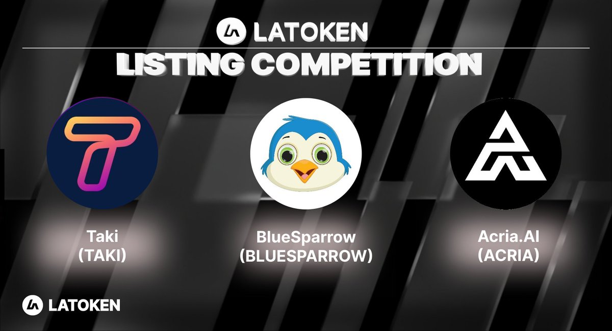 Latoken_cex's tweet photo. Voice your opinion in our Listing Competitions.🏆
There are 3 projects up for vote this time:

🔷 Taki (TAKI)
🔷 BlueSparrow (BLUESPARROW)
🔷 https://t.co/pfzXPHftEu (ACRIA)

VOTE HERE👉 https://t.co/3U0C7VIg0G

The winner will get listed on #LATOKEN.
Vote now & earn crypto rewards in airdrops, Trading Competitions & giveaways. 💵