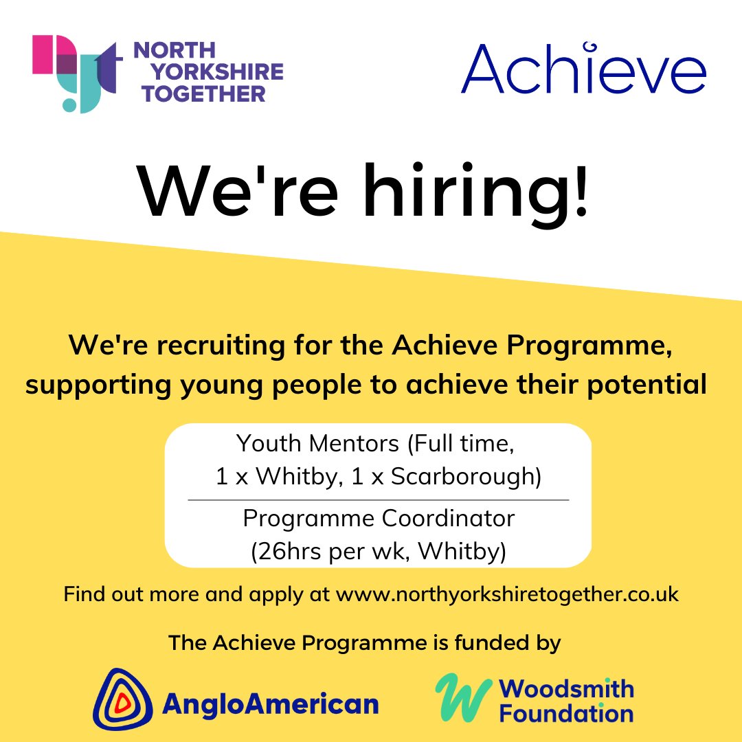 North Yorkshire Sport (@northyorkssport) on Twitter photo Our partners in <a href="/nyorkstogether/">North Yorkshire Together</a> are hiring three roles in Whitby and Scarborough!
North Yorkshire Together is a partnership of three charities, dedicated to supporting residents to be happy and healthy.
To have a look at the roles head to: northyorkshiretogether.co.uk/work-with-us/ Our partners in <a href="/nyorkstogether/">North Yorkshire Together</a> are hiring three roles in Whitby and Scarborough!
North Yorkshire Together is a partnership of three charities, dedicated to supporting residents to be happy and healthy.
To have a look at the roles head to: northyorkshiretogether.co.uk/work-with-us/