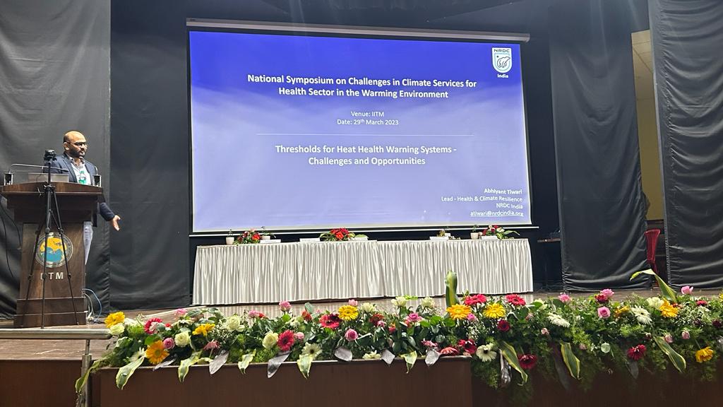 #SpeakerSession

@NRDC_India's @ABhiyant_Tiwari  spoke earlier today at the National Symposium on 'Challenges in Climate Services for Health Sector in the Warming Environment' organized by @iitmpune &  @Indiametdept. 

#ExtremeHeat #HeatResilience #ClimateAction #Heatwaves