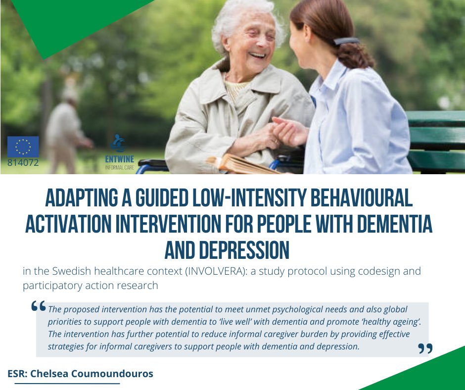 ENTWINE ITN (@itn_entwine) on Twitter photo “At present, the psychological support needs of people with dementia and depression living at home are not met by the Swedish healthcare system.”
Read how <a href="/ChelseaCoum/">Chelsea Coumoundouros</a> tackles this in her research via dx.doi.org/10.1136/bmjope…
#INT_ENTWINE #ehealth #informalcare #caregivers “At present, the psychological support needs of people with dementia and depression living at home are not met by the Swedish healthcare system.”
Read how <a href="/ChelseaCoum/">Chelsea Coumoundouros</a> tackles this in her research via dx.doi.org/10.1136/bmjope…
#INT_ENTWINE #ehealth #informalcare #caregivers