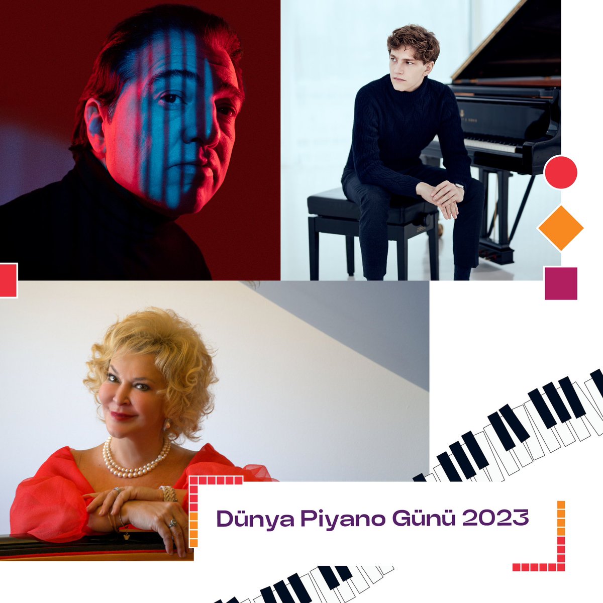 muzikfestivali's tweet photo. Bugün Dünya Piyano Günü. 🎹🎉 Piyanodaki tuş sayısından ilhamla yılın 88. gününe denk gelen bu anlamlı günü, bu sene festivalde dinleyeceğimiz birbirinden değerli piyanistlerimizle kutlamak istedik. 💫 https://t.co/swxLUZhpRt