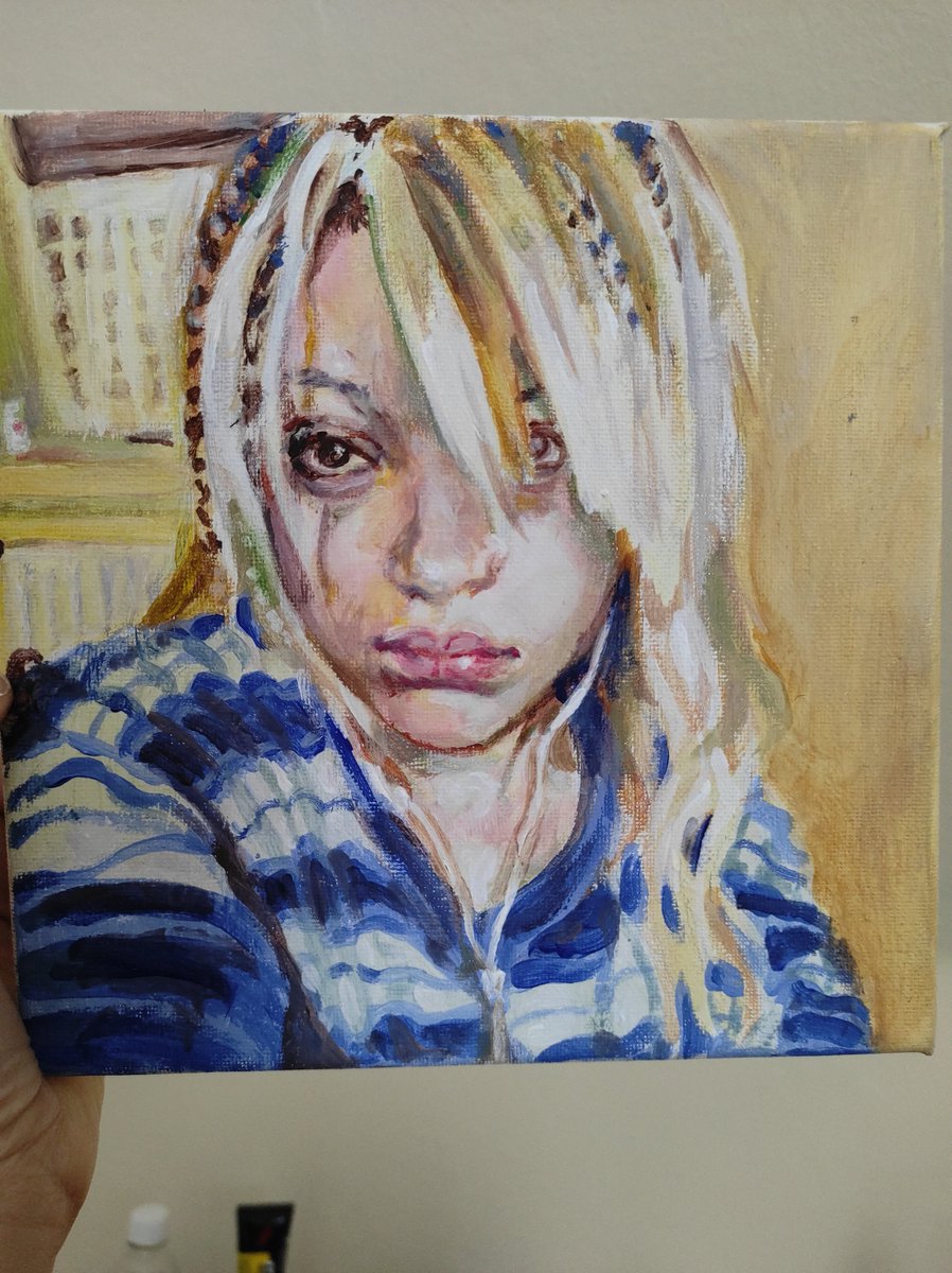 000Chouchou's tweet photo. Found a random canvas yesterday and painted a self portrait https://t.co/cSKqQN8aTm