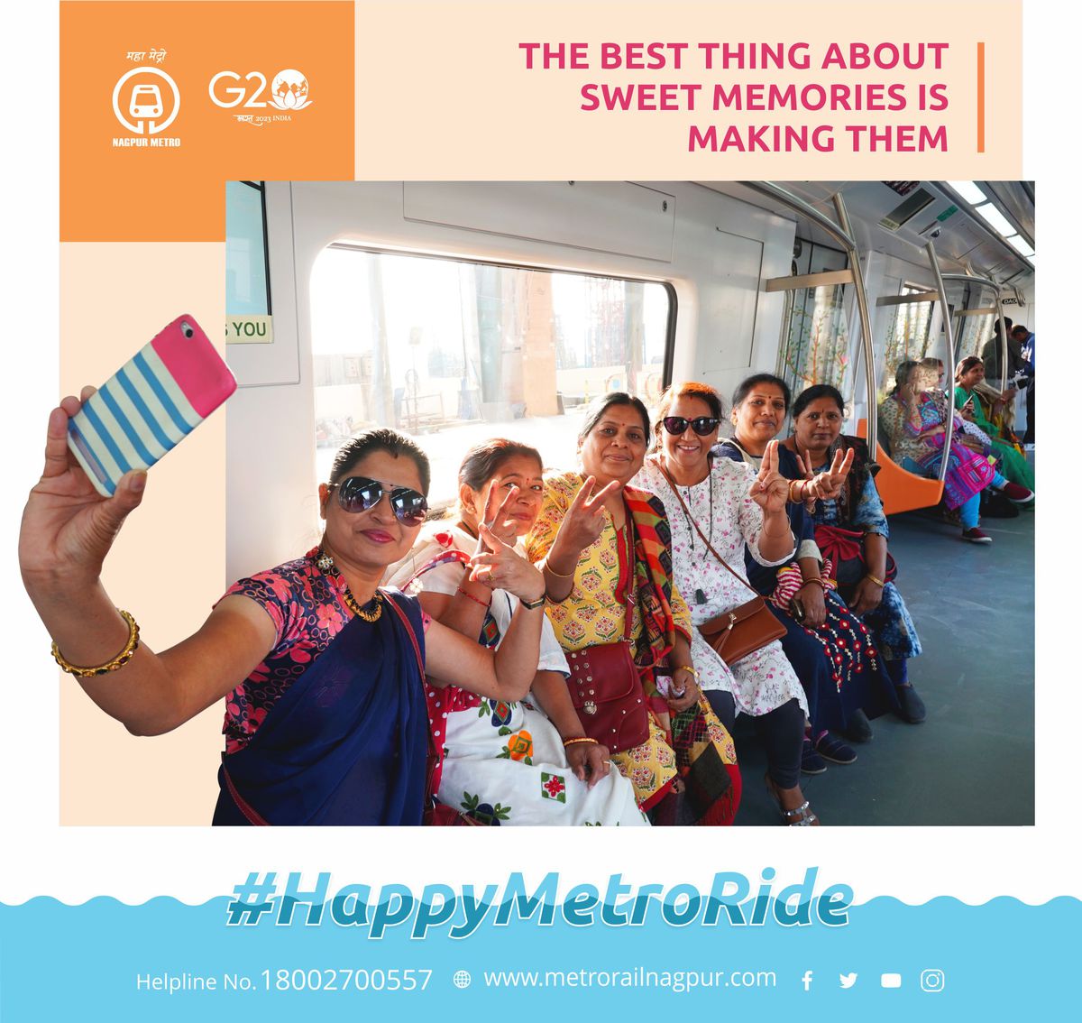 MetroRailNagpur's tweet photo. Life in Metro
It is not the destination where you end up but the memories you create along the way ! #HappyMetroRide
#NagpurMetro #MaziMetro #TransformingNagpur #ILoveMaziMetro #FriendMaker #HappyCommuter #CityPrideMetro #MetroForAll #WeCareForYou #ChalaMaziMetroNe https://t.co/jIe9d8gIEq