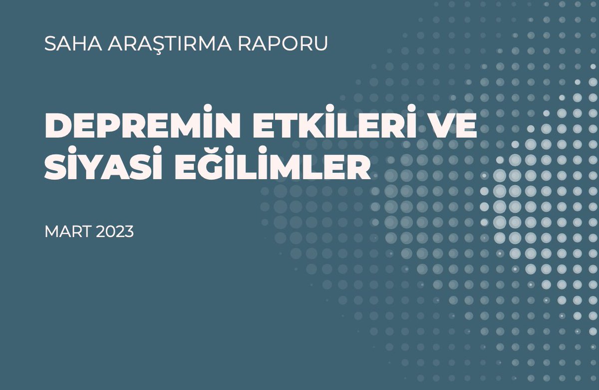 10-15 Mart tarihleri arasında, 6 Şubat’ta meydana gelen Maraş’taki sarsıntıların sosyal, demografik, ekonomik ve siyasi etkilerine odaklanan "Depremin Etkileri ve Siyasi Eğilimler" raporumuz yayında👇

spectrumhouse.com.tr/depremin-etkil…