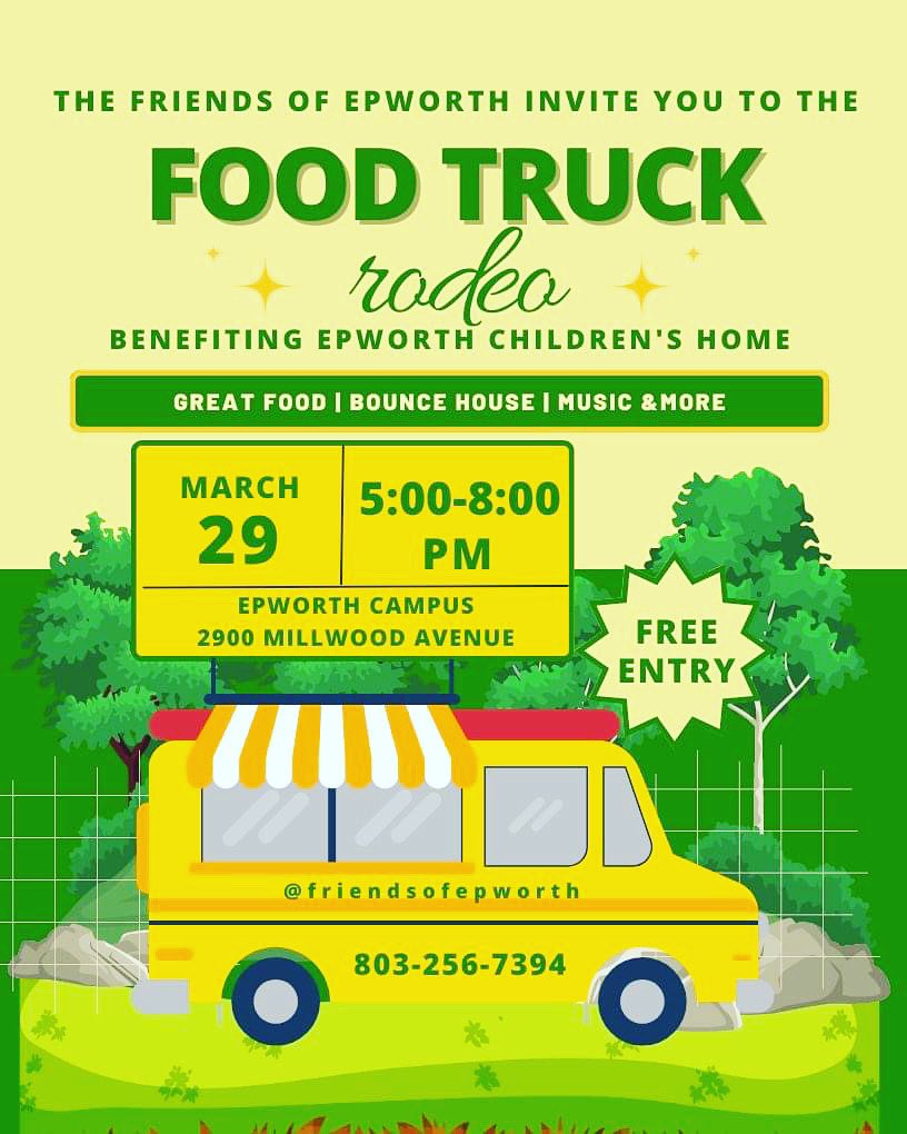 The Epworth Food Truck Rodeo is tonight from 5:00-8:00. Come out to Epworth for delicious food and dessert! Tell a friend!