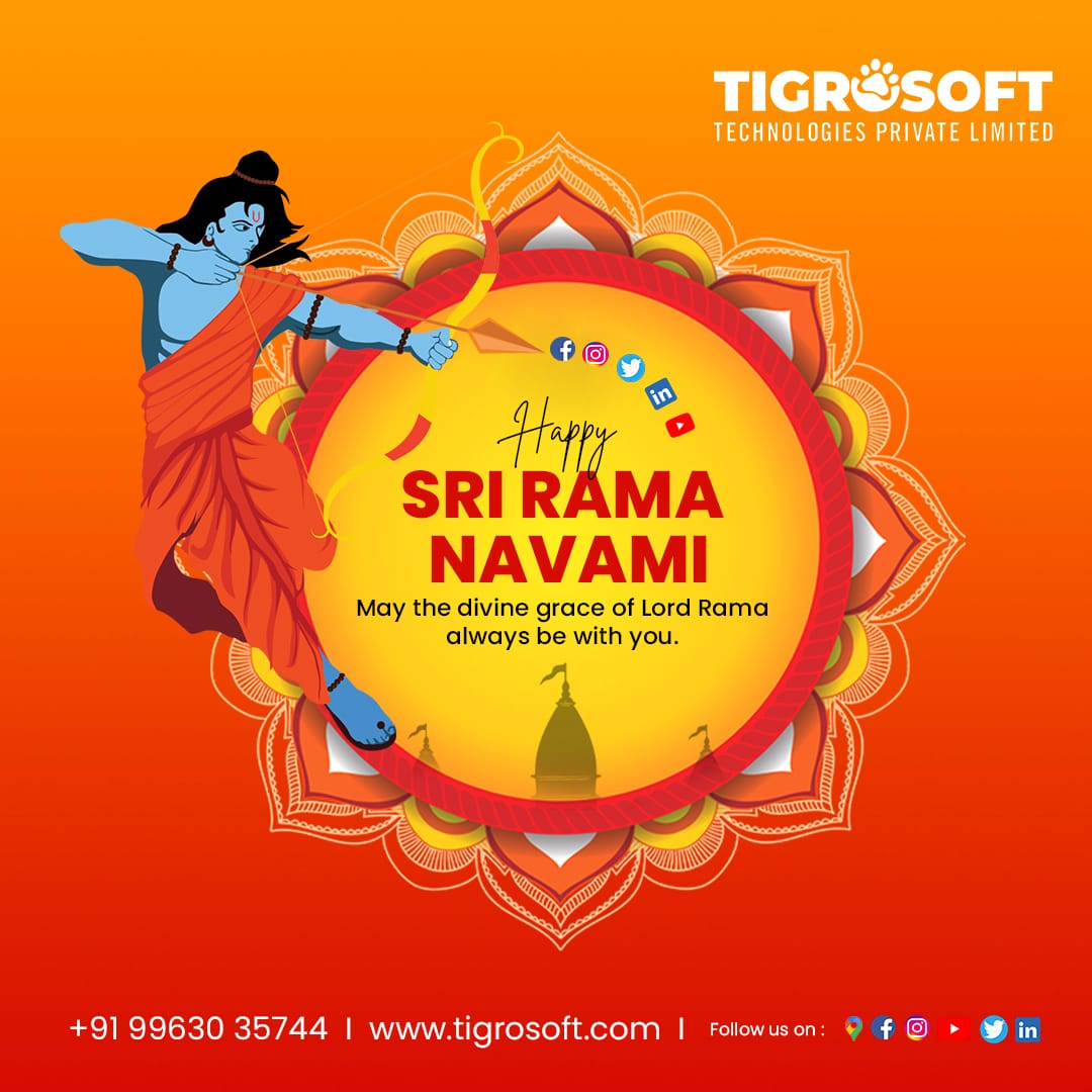 tigrosoft's tweet photo. "May the blessings of Lord Rama guide you through all the challenges of life and bring you  happiness. Happy Srirama Navami from Tigrosoft!"
#Tigrosoft #happysriramanavami2023 
#tigrosoftCelebratesSriRamaNavami #JaiShreeRam #SriRamaJayanathi
 #SriRamaNavamiFestivities https://t.co/cxNVFmKomh