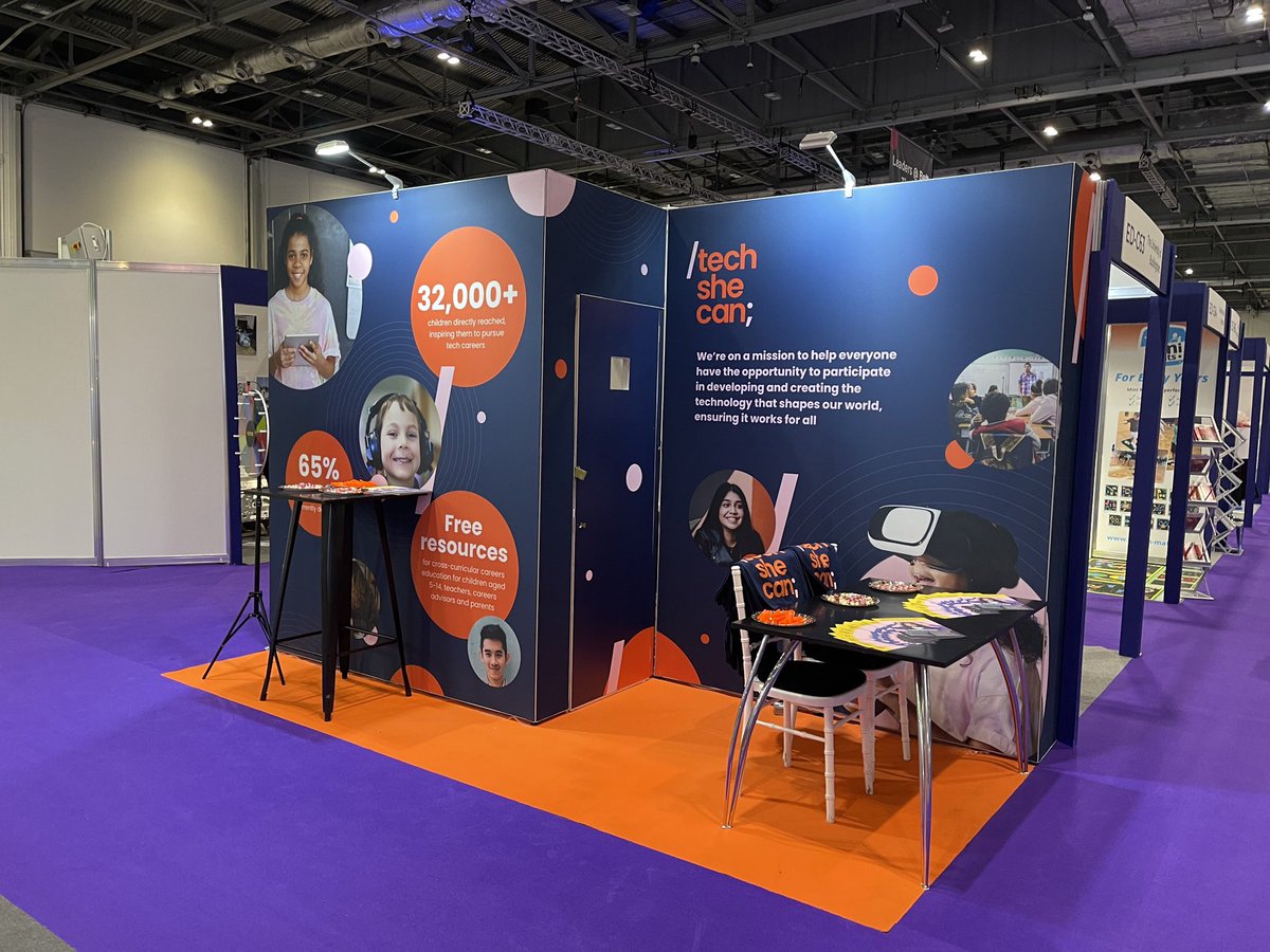 Tech_She_Can's tweet photo. The team are ready to chat to everyone at the @Bett_show. Stop by to say hello and win some exciting PRIZES! 

#Bett2023 https://t.co/BIKOOF697E