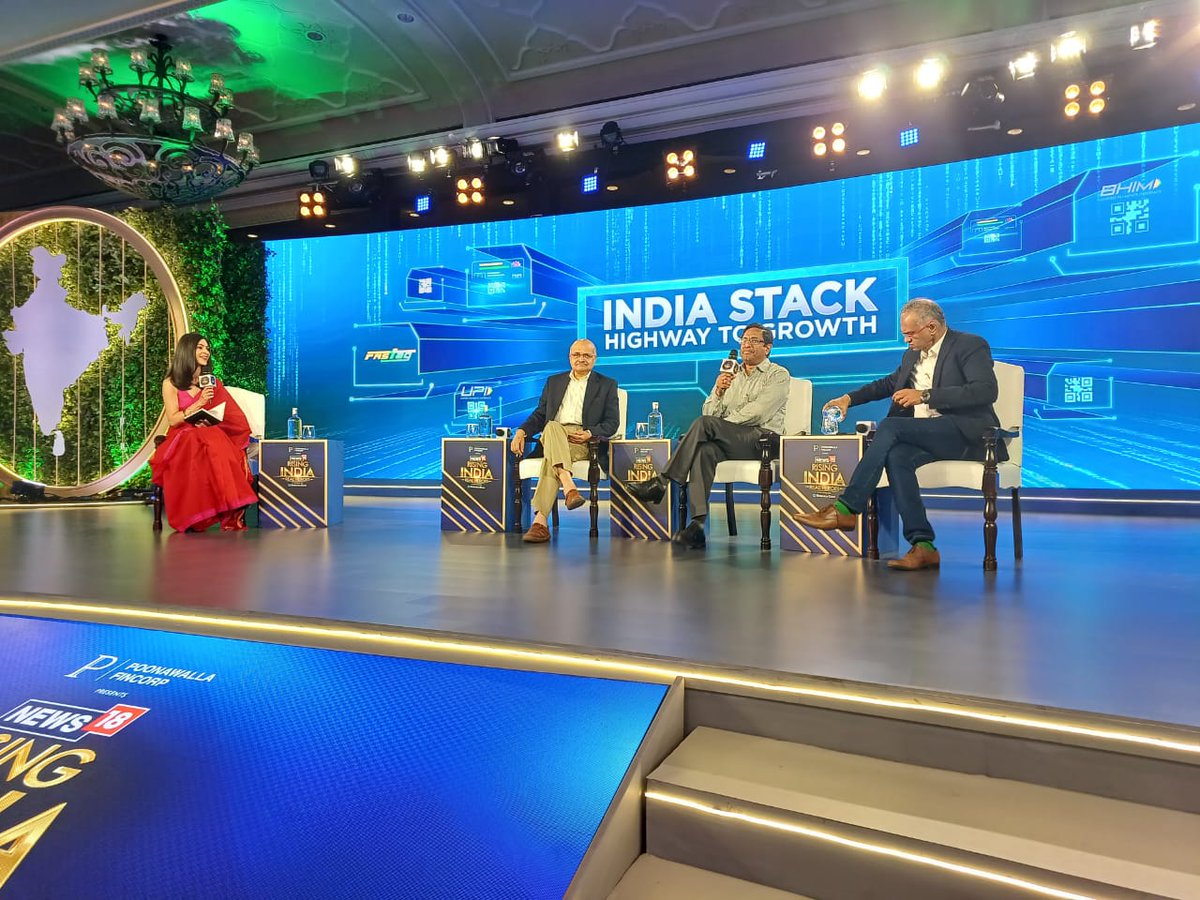 #NITIAayog CEO B.V.R. Subrahmanyam participated in a panel discussion on India Stack: Highway to Growth at the #News18RisingIndia Summit, today. Other panelists included @NPCI_NPCI MD & CEO @dilipasbe and @DoT_India Secretary K. Rajaraman.