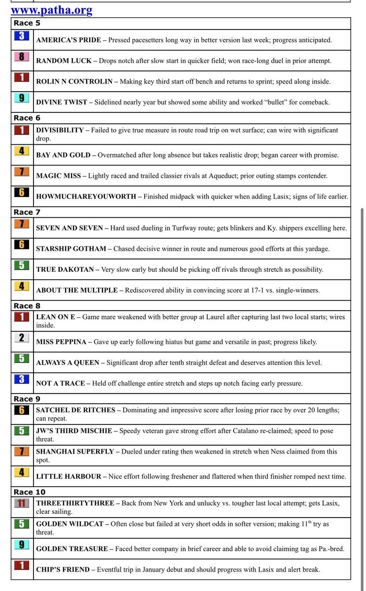 PTHA on Twitter "Handicapper Craig Donnelly’s picks for Parx Racing 3