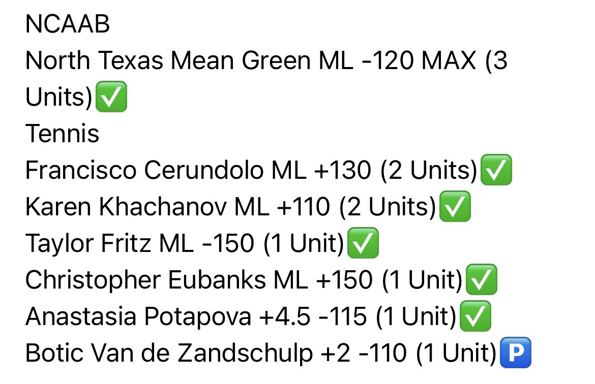 GOOD MORNING!!!

Tuesday Recap

That’s a CLEAN Sweeeepppp 🧹 for The Dancing Team!!

6-0-1 +$1,130

Show some LOVE if you DANCED with me 🕺🏻
