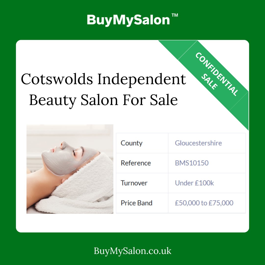 buymysalon's tweet image. Cotswolds Independent Beauty Salon For Sale

BuyMySalon is exclusively retained to ﬁnd a purchaser for this independent beauty salon in for sale.

For more information: buymysalon.co.uk/directory/cots…

#buymysalon #salonbusiness #hairbusiness #beautybusiness #hairsalon #spa #aesthetics