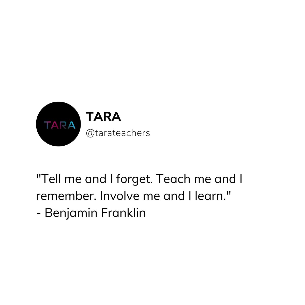 tarateachers's tweet photo. Did you know that telling a kid something doesn't necessarily mean they'll remember it? 😅 

But get them involved and they'll actually learn! 🤓

So, let's get our students hands-on and engaged in the learning process. Let's make education a whole lot more fun and effective! 🙌 https://t.co/zc9BQ475wU